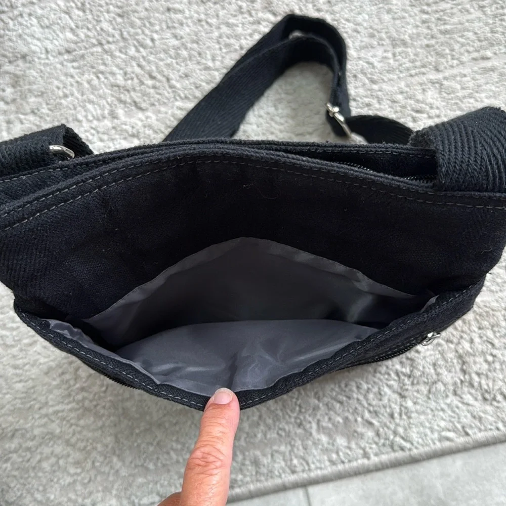 *Gently Used* Thirty-One Rich Black Canvas Adjustable Crossbody Shoulder Purse